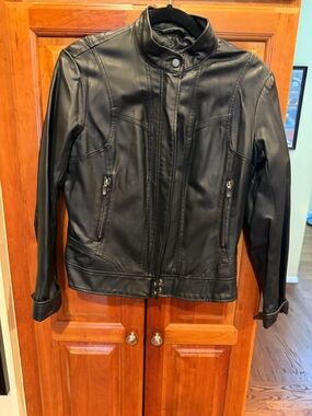 Bernardo Black Faux Leather Motorcycle Jacket